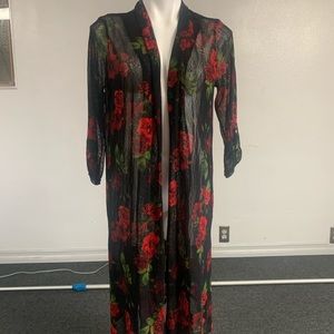 COPY - See through Cardigan red roses see through SZ M-L found and is available.